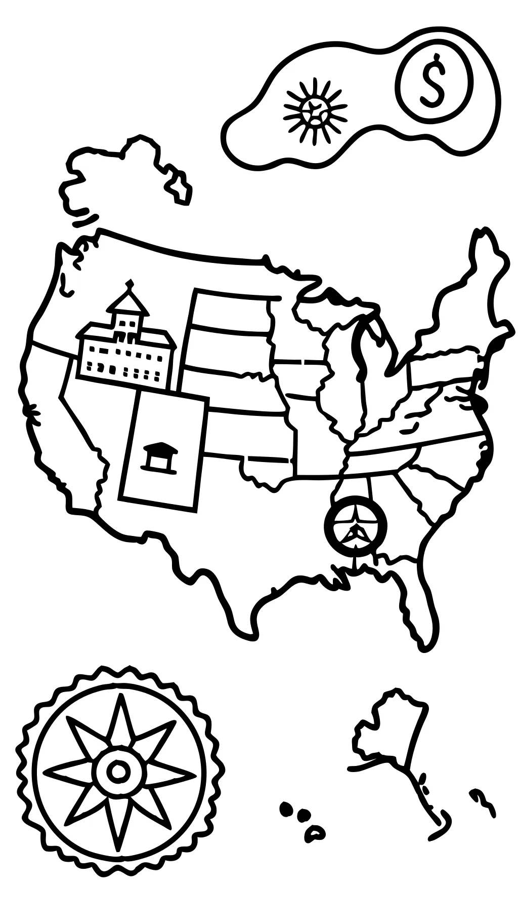 united states map coloring page